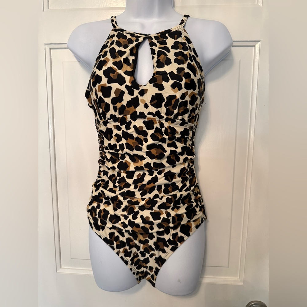 Ellen Tracy Leopard Print One Piece Swimsuit